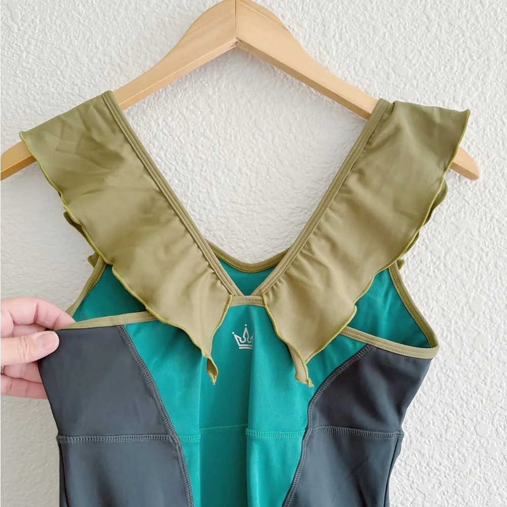 Crowned Athletics Dark Green Ruffle Sister Witch Athletic Tank - Picture 5 of 9